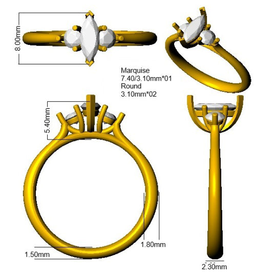 SR3679 — Ring - 9k Yellow Gold detail