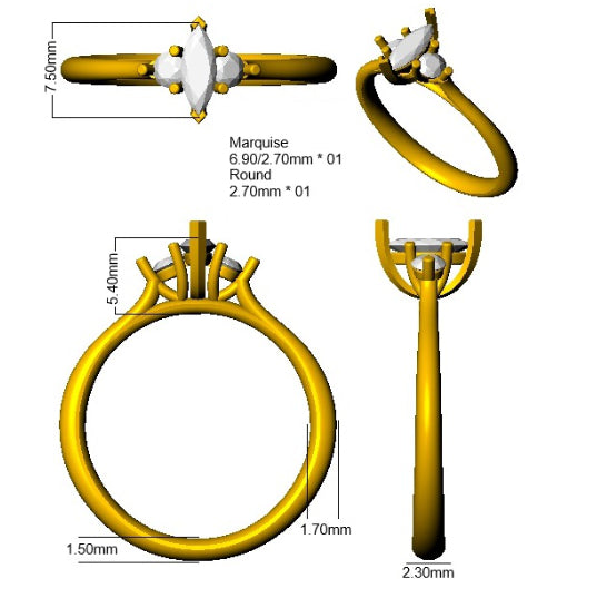 SR3680 — Ring - 9k Yellow Gold detail