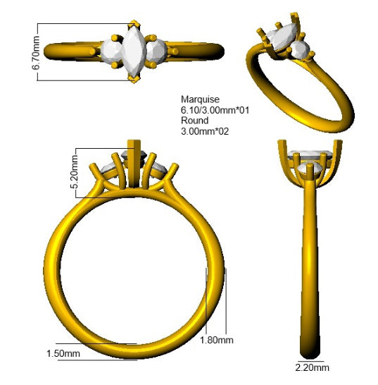 SR3681 — Ring - 9k Yellow Gold detail