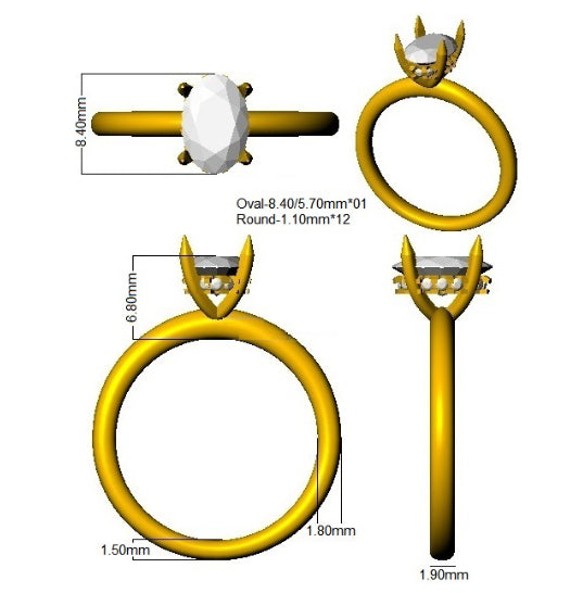 SR3783A — Ring - 9k Yellow Gold detail