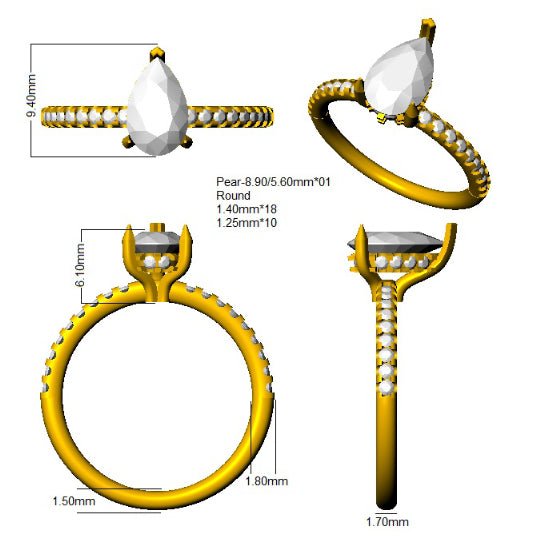 SR3794 — Ring - 9k Yellow Gold detail