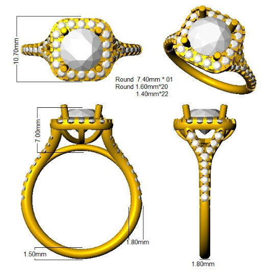 SR3812 — Ring - 18 KT Yellow Gold detail