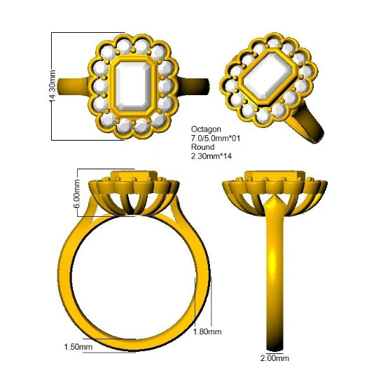 SR3908 — Ring - 18k Two Tone detail