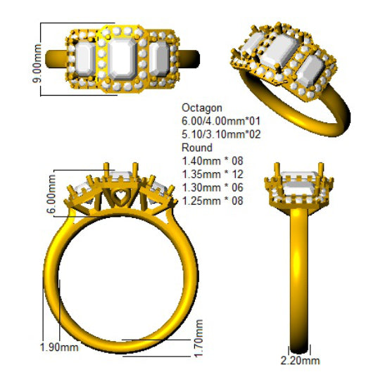 SR393 — Ring - 18 KT Two Tone detail