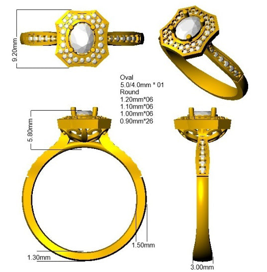 SR3936 — Ring - 9k Yellow Gold detail