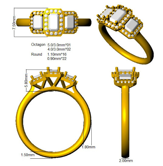SR398A — Ring - 9k Yellow Gold detail