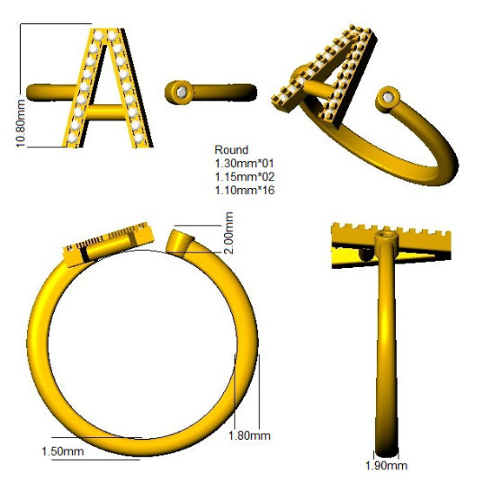 SR4067-A — Ring - 9k Yellow Gold detail