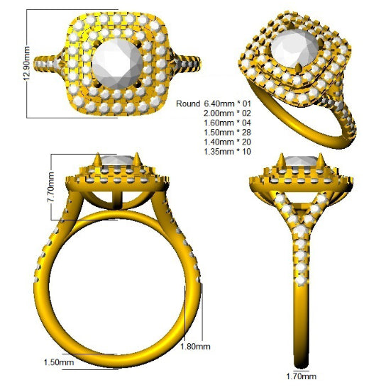 SR4115 — Ring - 18 KT Yellow Gold detail