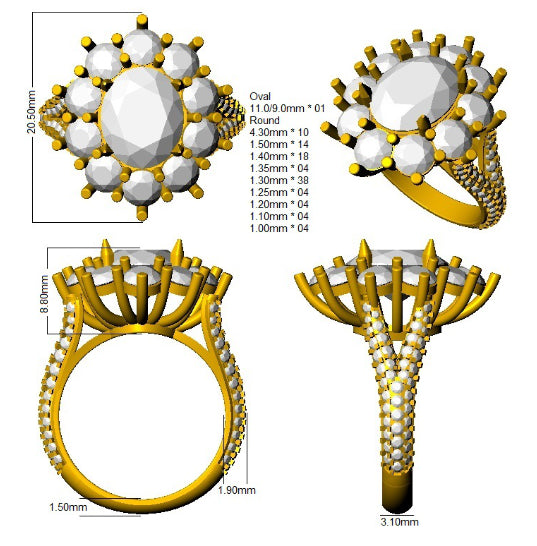 SR4170 — Ring - 9 KT Yellow Gold detail