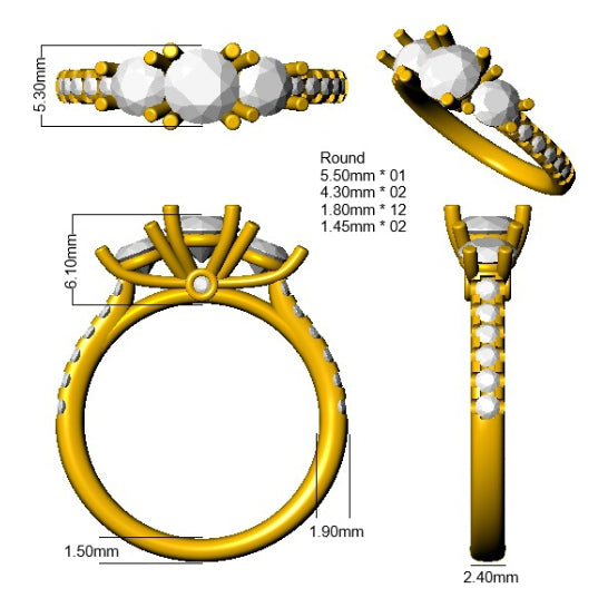 SR4293 — Ring - 9k Yellow Gold detail