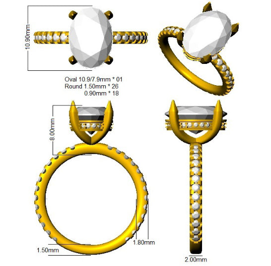 SR4326 — Ring - 9k Yellow Gold detail