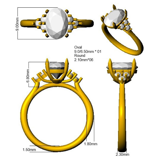 SR4332 — Ring - 9k Yellow Gold detail