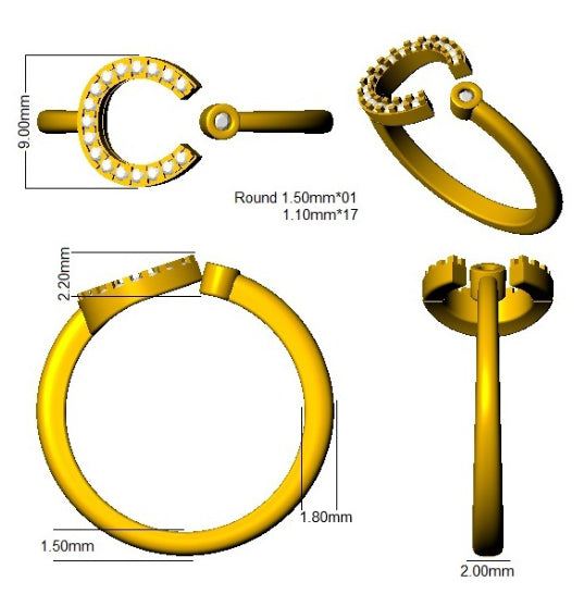SR4350-C — Ring - 9k Yellow Gold detail