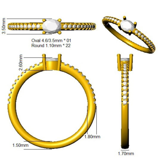SR4390 — Ring - 9k Yellow Gold detail