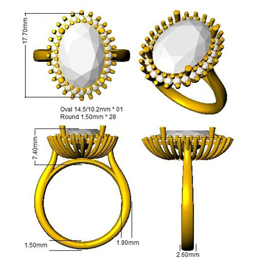 SR452 — Ring - 9 KT Yellow Gold detail