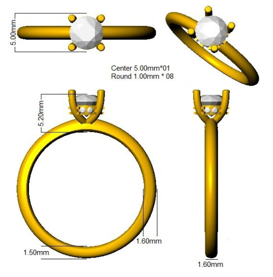 SR4532-5.0MM — Ring - 9k Yellow Gold detail