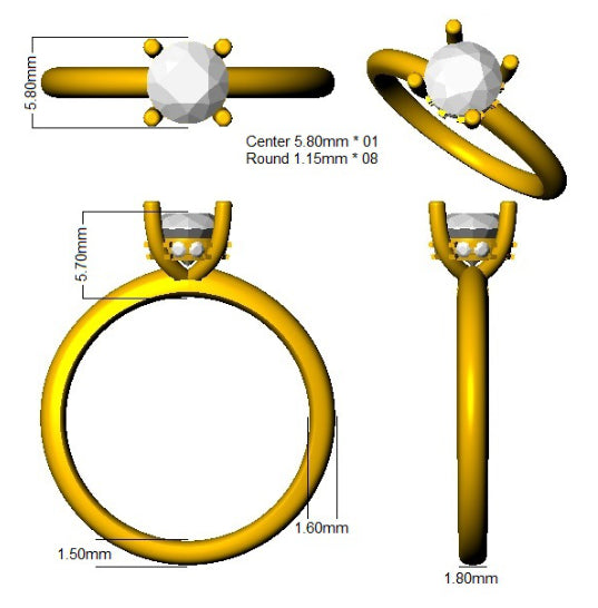 SR4532-5.8MM — Ring - 9k Yellow Gold detail