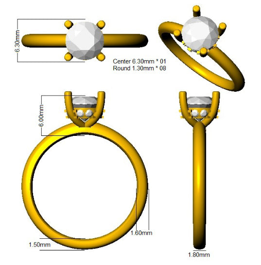 SR4532-6.3MM — Ring - 9k Yellow Gold detail