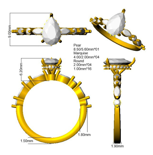 SR4555 — Ring - 9k Yellow Gold detail