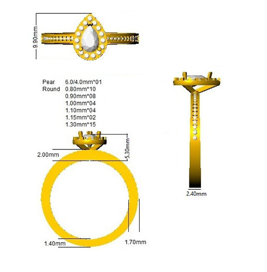 SR459 — Ring - 9k Yellow Gold detail