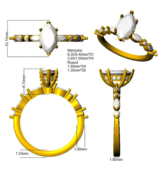 SR4634 — Ring - 9k Yellow Gold detail