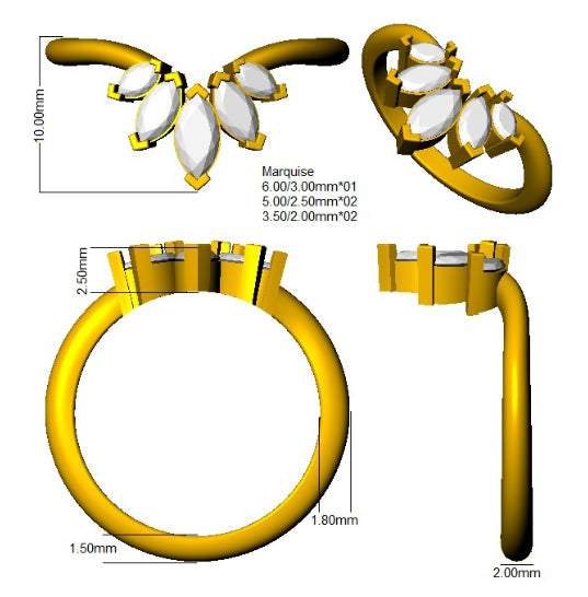 SR4645 — Ring - 9 KT Yellow Gold detail