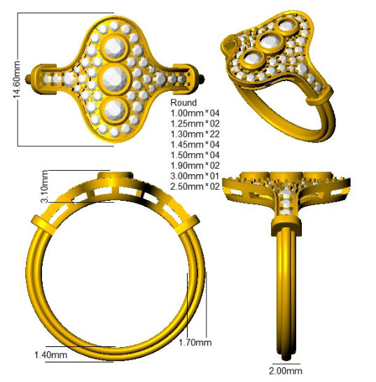 SR4717 — Ring - 9k Yellow Gold detail