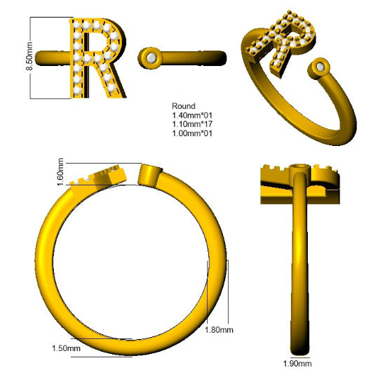 SR4777 — Ring - 9k Yellow Gold detail