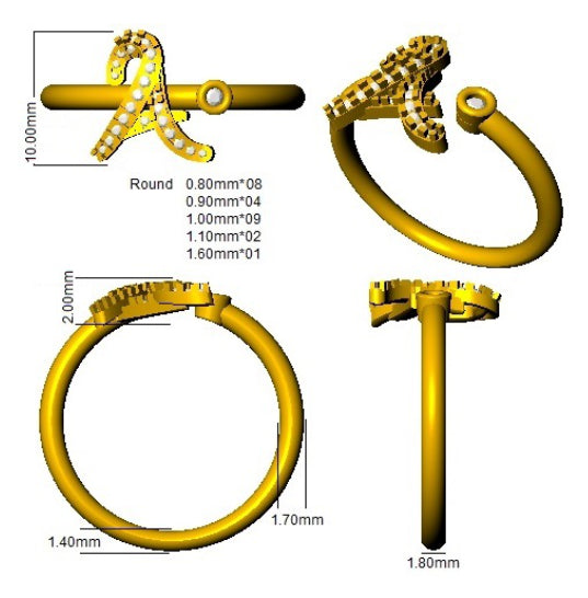 SR52-A — Ring - 9k Yellow Gold detail