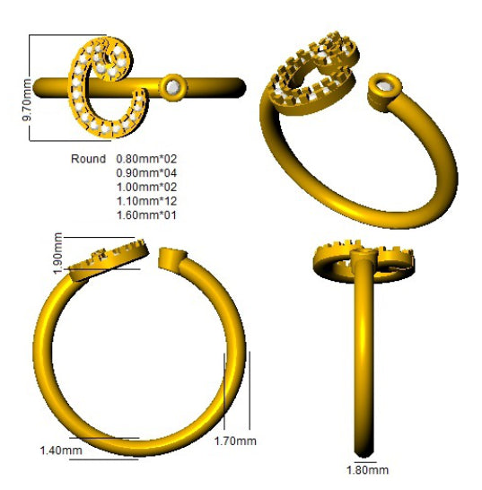 SR52-C — Ring - 9k Yellow Gold detail