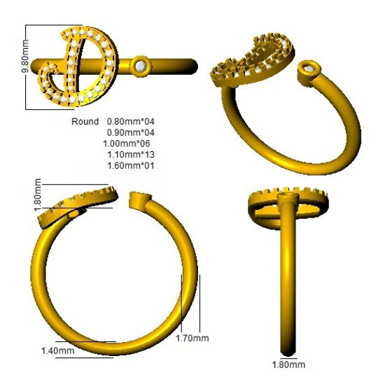 SR52-D — Ring - 9k Yellow Gold detail