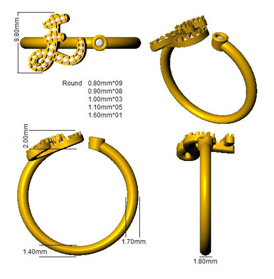 SR52-E — Ring - 9k Yellow Gold detail