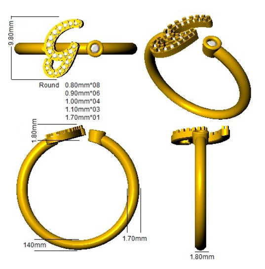 SR52-G — Ring - 9k Yellow Gold detail