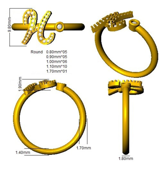 SR52-H — Ring - 9k Yellow Gold detail