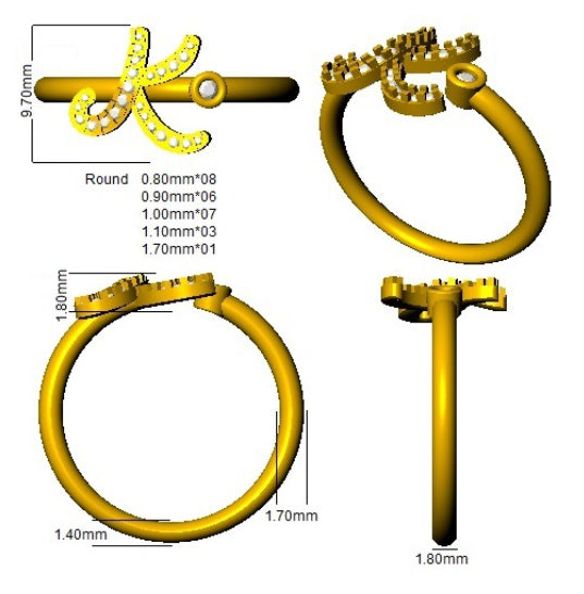 SR52-K — Ring - 9k Yellow Gold detail