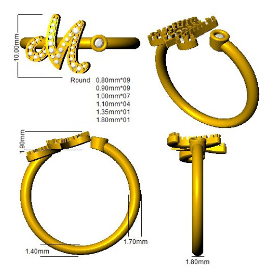 SR52-M — Ring - 9k Yellow Gold detail
