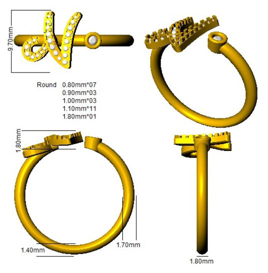 SR52-N — Ring - 9k Yellow Gold detail