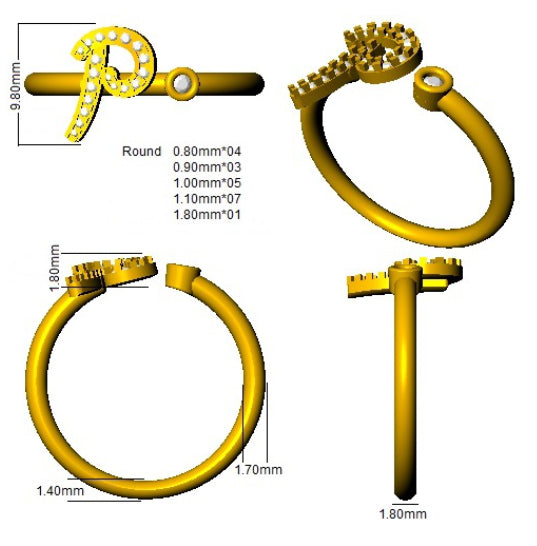SR52-P — Ring - 9k Yellow Gold detail