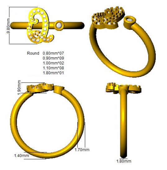 SR52-Q — Ring - 9k Yellow Gold detail