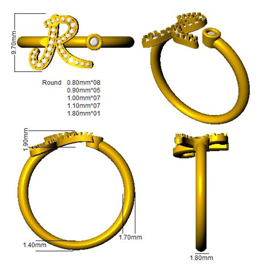 SR52-R — Ring - 9k Yellow Gold detail