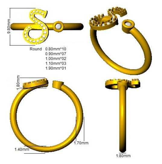 SR52-S — Ring - 9k Yellow Gold detail