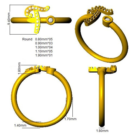 SR52-T — Ring - 9k Yellow Gold detail