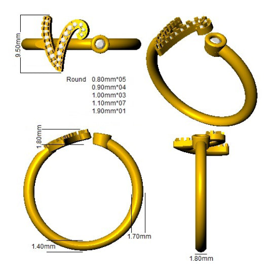 SR52-V — Ring - 9k Yellow Gold detail
