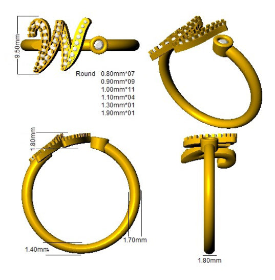 SR52-W — Ring - 9k Yellow Gold detail