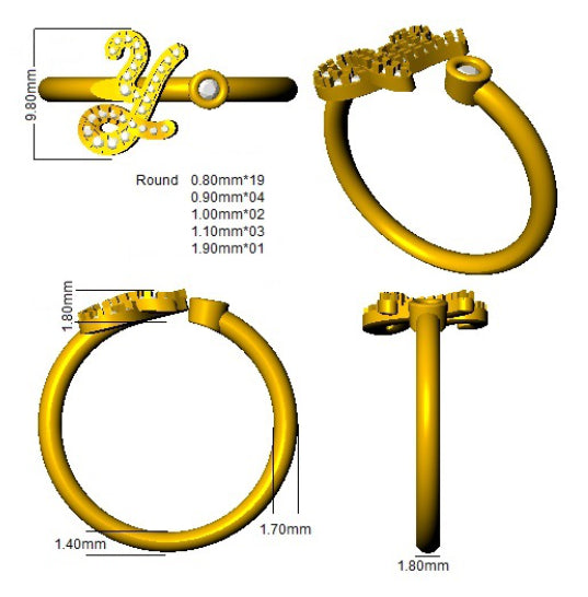 SR52-Y — Ring - 9k Yellow Gold detail