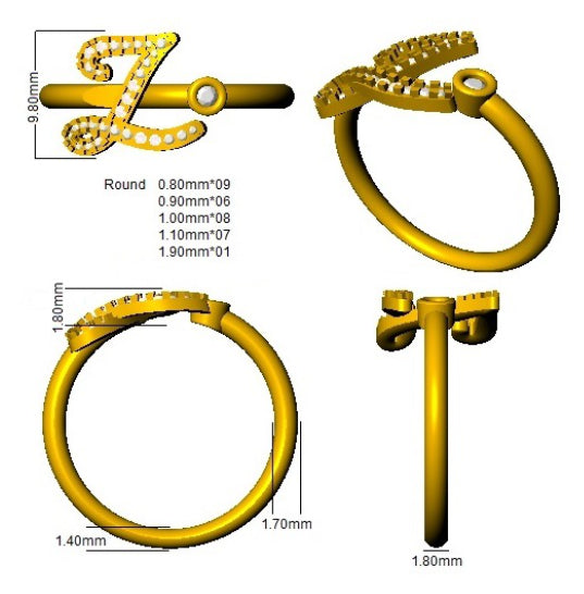 SR52-Z — Ring - 9k Yellow Gold detail