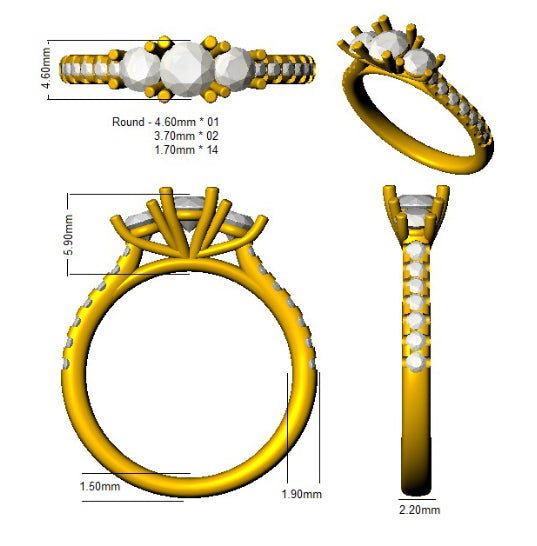 SR527 — Ring - 9k Yellow Gold detail