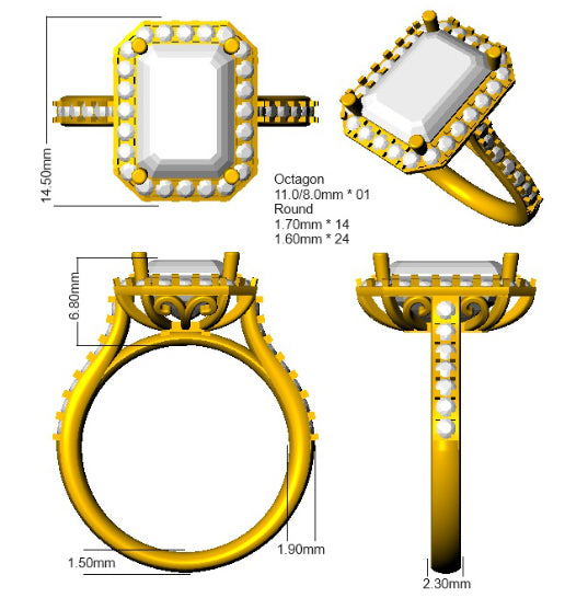 SR807 — Ring - 9k Yellow Gold detail
