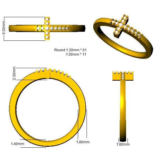 SR996 — Ring - 9 KT Yellow Gold detail