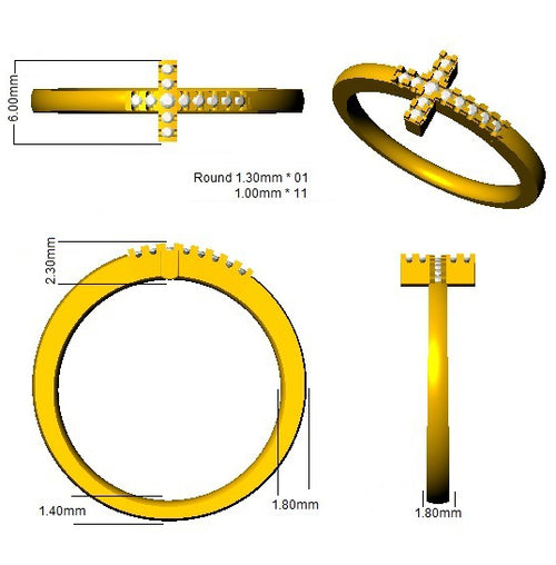 SR996 — Ring - 9 KT Yellow Gold detail